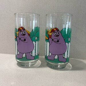 Lot of 2 Vintage 1980’s, McDonald Coca Cola Ronald Grimace Glasses